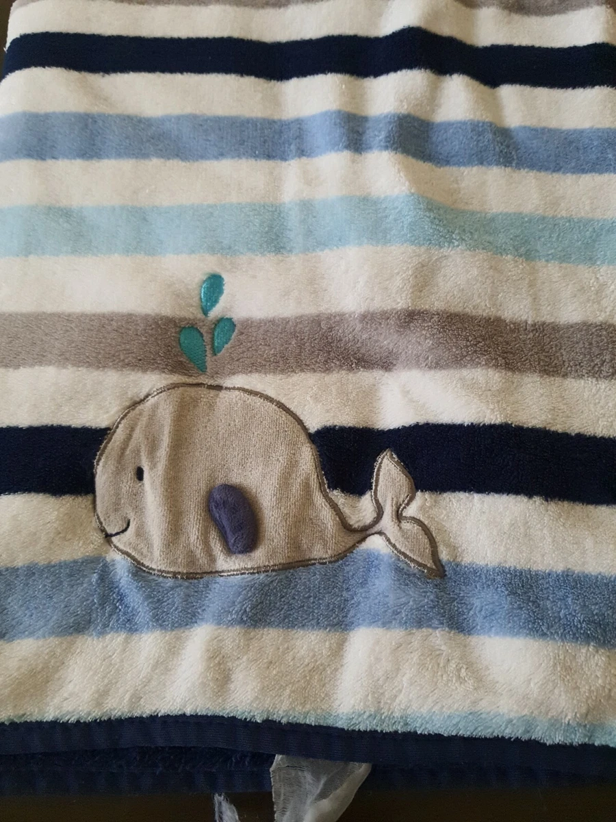 Garanimals Walmart Whale Plush Blanket Blue White Gray Stripe