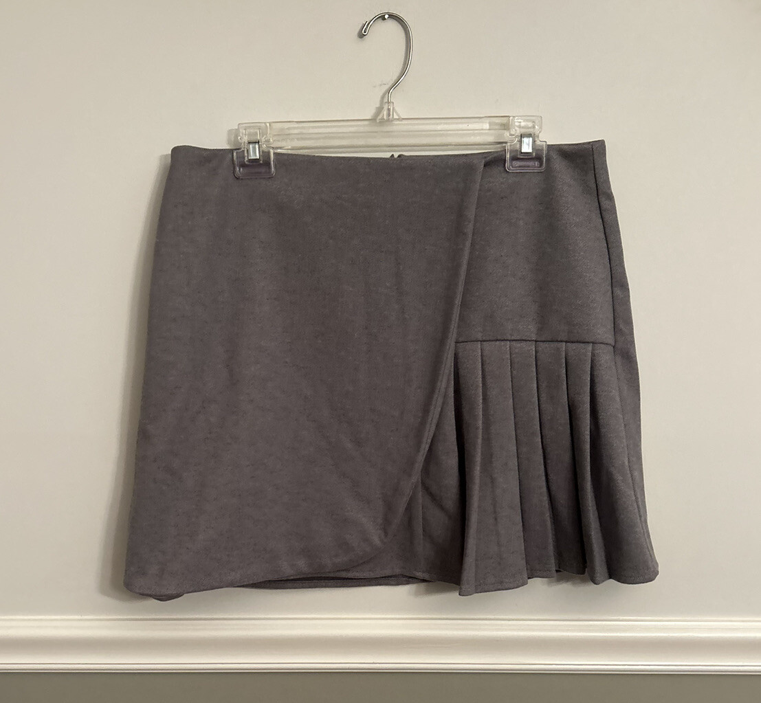 Women’s Primark Pleated Faux Wrap Skater Grey Skirt Size 10 eBay