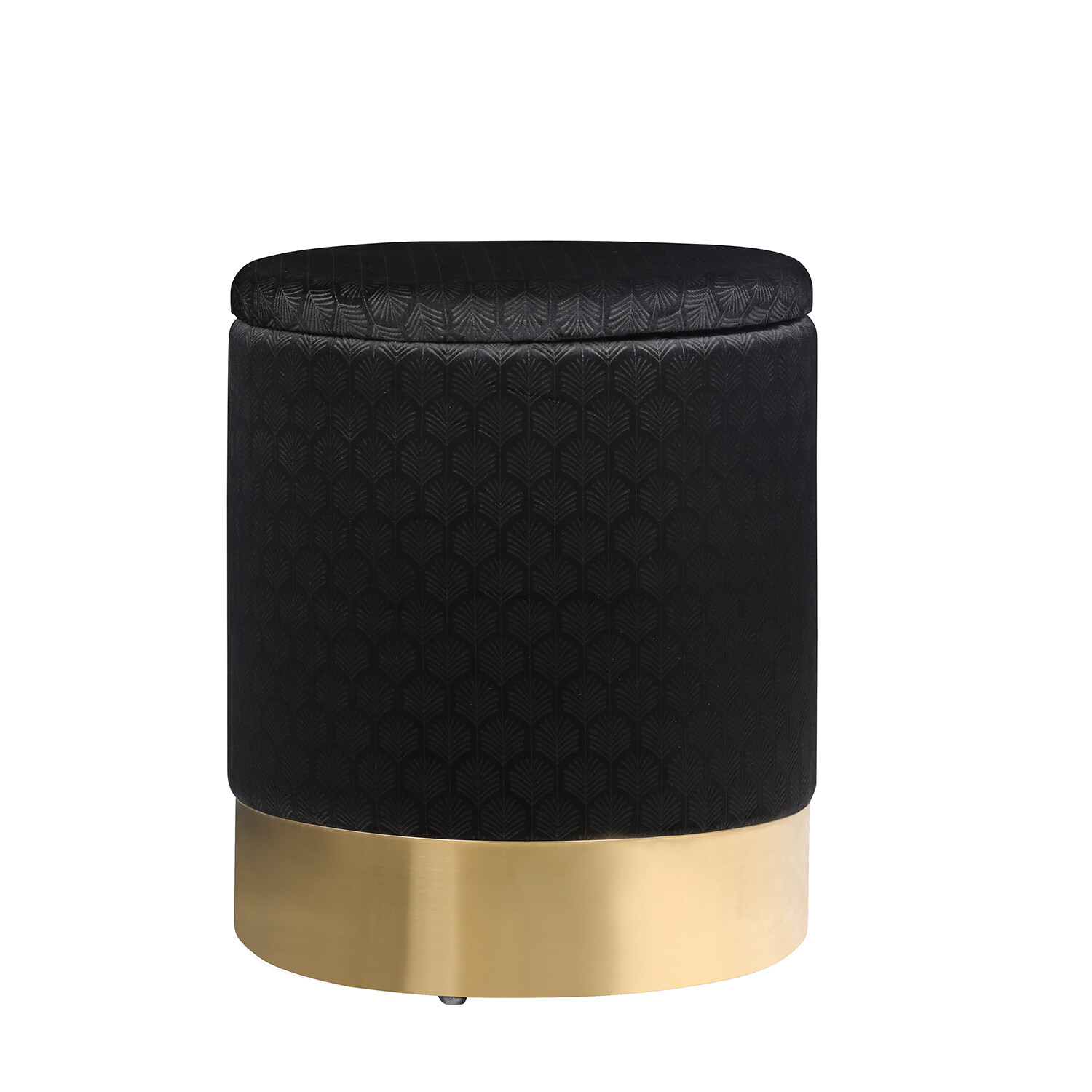 Black Round Footstool Ottomans with Storage Pouffe Velvet Dressing