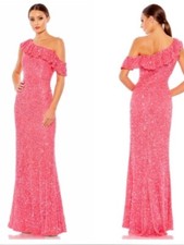 Mac Duggal Womens Pink Sequined Drop Shoulder Evening Dress Gown Womens 4 NEW