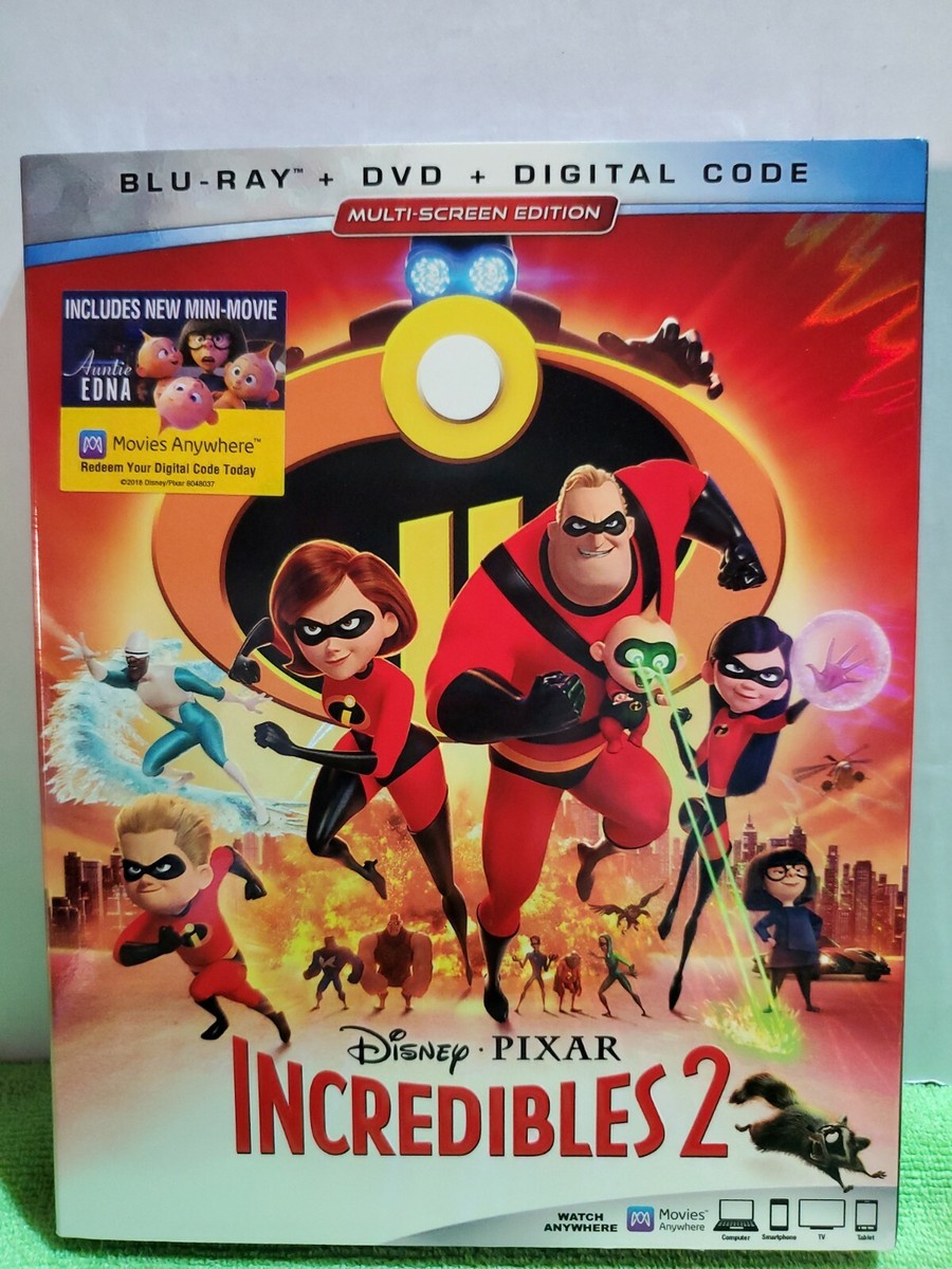 NEW The Incredibles 2, Disney•Pixar Blu-ray+DVD+Digital Code
