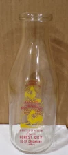 Forest City CO-OP Creamery Dairy ACL 2-Color Rooster Square QT Milk Iowa