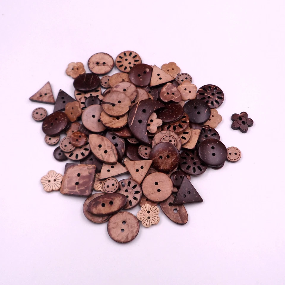 100pcs/lot Brown Coconut Shell Nice Buttons fit Sewing Scrapbooking Mixed size - Image 3 of 4