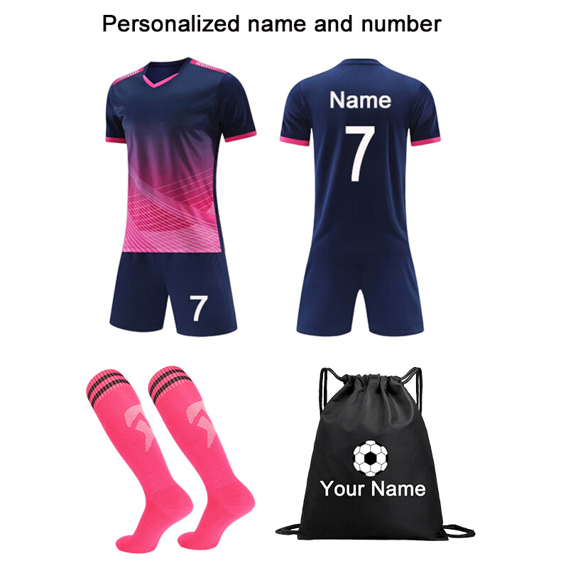 Personalised Kids Boy Football Kit Top Shirt Shorts Socks Bag Training