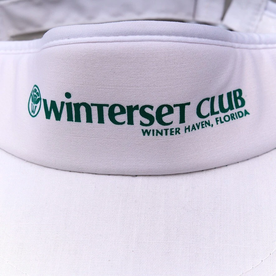 Visera de golf vintage blanca ajustable OSFA conjunto de invierno club de golf Florida Foto 2 de 4