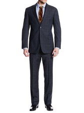 Luciano Natazzi Mens Two Button 2 Piece Plaid Suit Jacket With Pant