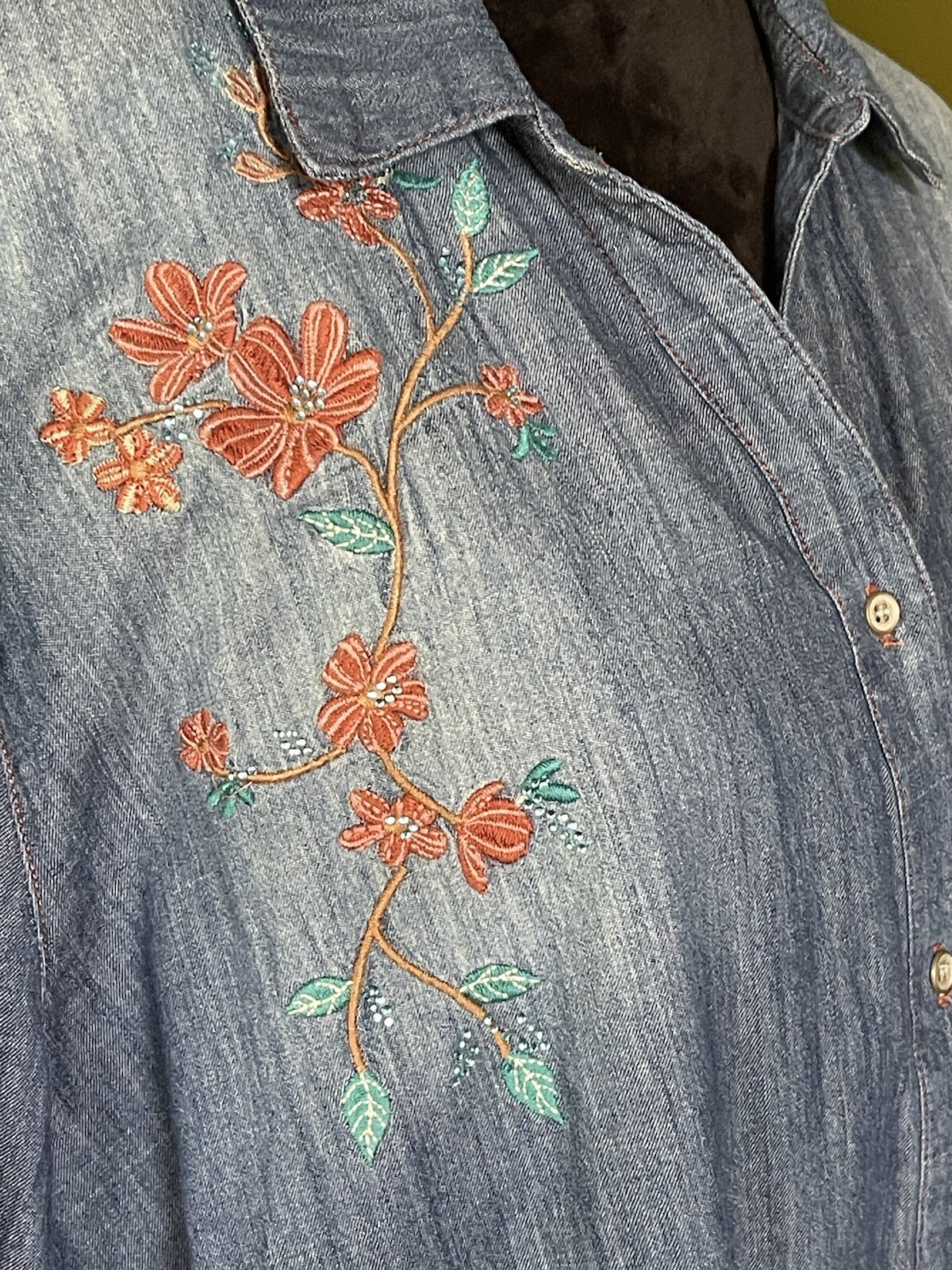 Multiples Button Front Lightweight Denim Long Sle… - image 4