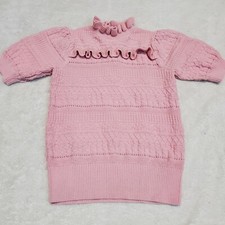 Janie and Jack The Height Pink Cable Knit Short Sleeve Ruffle Top Sweater Girl 8