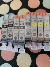 NEW LOT GENUINE CANON PIXMA INK TANKS CLI-221Y YELLOW  CLI-221BK BLACK SEALED