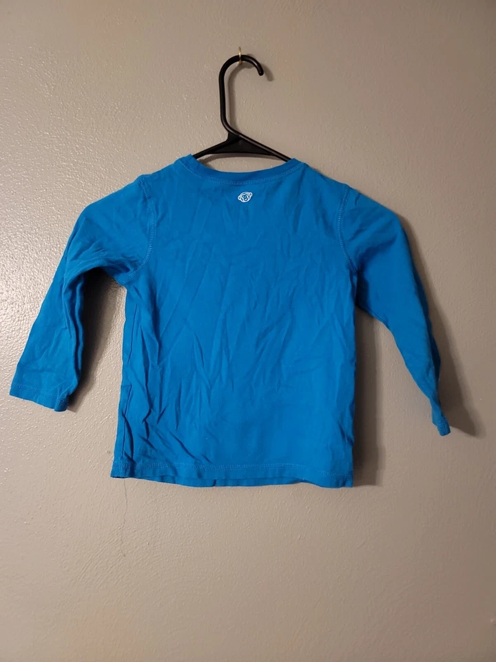 Camiseta Okie Dokie Azul Manga Larga Gráfica Niños Talla S 4 Muñeco de Nieve 100% Algodón  Foto 3 de 4