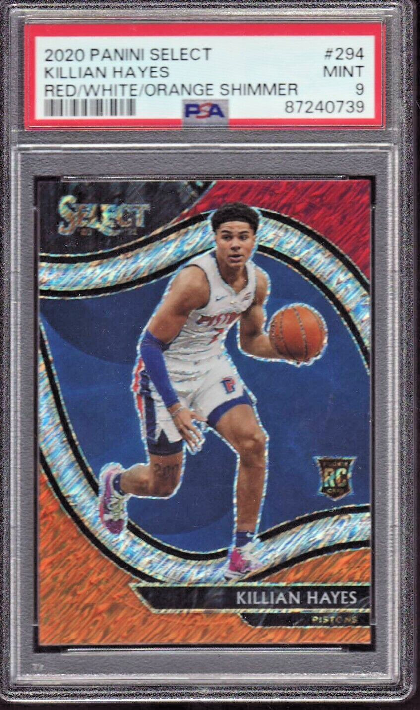 2020 KILLIAN HAYES  Panini Select #294  PSA MINT 9  Red/White/Orange Shimmer