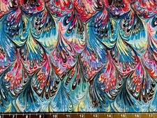 Tina Scrap 9"x21" Swirl Paint Splotches Paisley Water Ripples Cotton Fabric