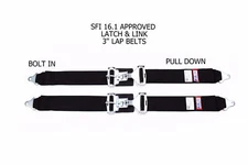 RJS RACING SFI 16.1 LATCH & LINK 3" LAP BELTS BLACK PAIR 50502 15001901