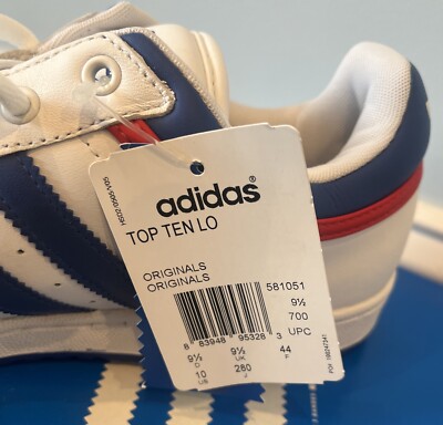 ADIDAS TOP TEN LO SZ 10 OG DS RED WHITE BLUE 581051 RARE RUN DMC