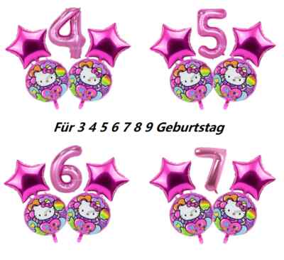 Hello Kitty Folienballon Katze Ballons Für 3-9 Mädchen Geburtstag Party Deko