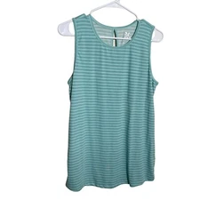 Zeroxposur Tank Top Women's Medium Blue Striped Sleeveless Active Athletic