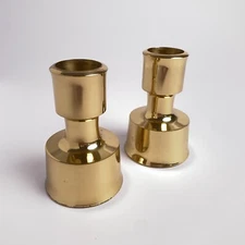Pair of Danish Modern Dansk Jens Quistgaard Brass Hurricane Candle Holders MCM
