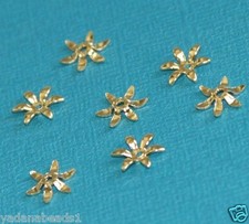 100 pcs of Gold plated Brass flower bead cap 7.5mm