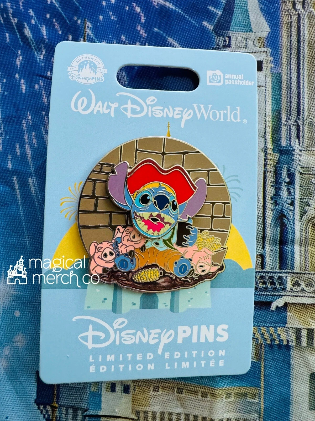 2024 Disney World Pirates Of The Caribbean Stitch AP Passholder LE Pin