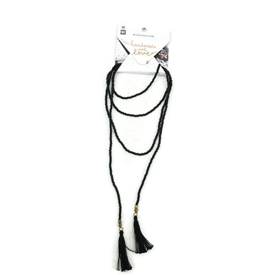 New Me to We Tassel Wrap Necklace Black Beaded