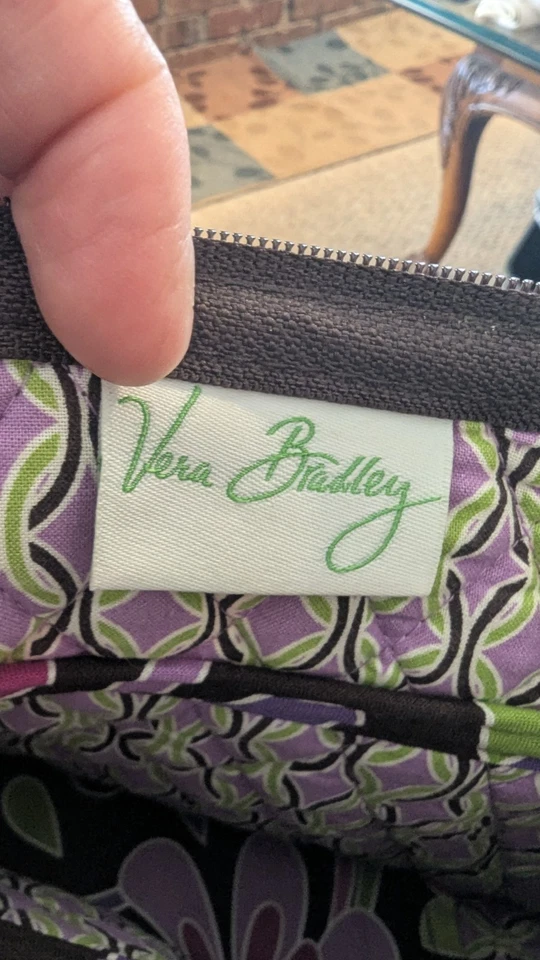 Новый Vera Bradley сумочка на плечо коричневый с розовый фиолетовый лайм цветы - Изображение 3 из 4
