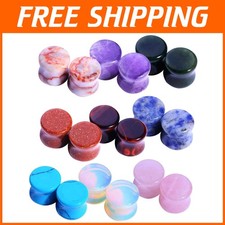 Unique Body Piercing Stone Plugs Kit - 18PC Gauges 8G-00G