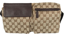 Gucci GG tela marsupio cintura marsupio body bag beige marrone 28566 usato