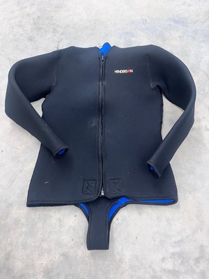 Henderson Wetsuit Jacket Mens 2XL Black Blue Full Zip Beaver Tail Scuba Dive