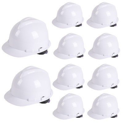 10 Pack ABS Suspension Hard Hats, Adjustable Construction Helmets, White