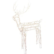 Animated 3-D Wire Standing Buck Reindeer, Lighted and Moving Christmas Yard D...