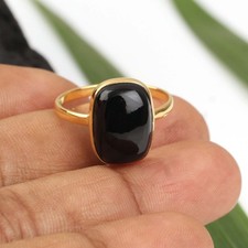 Bridesmaid Black Onyx Ring 925 Sterling Silver 18k Gold Plated Jewelry Gifts
