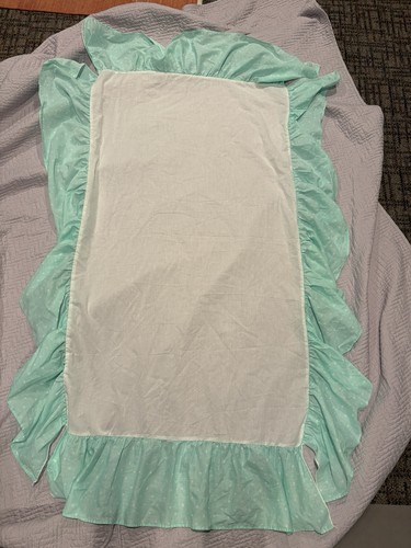 Vintage Green Stars Cotton Crib Skirt | Crib Dust Ruffle Toddler Nursery