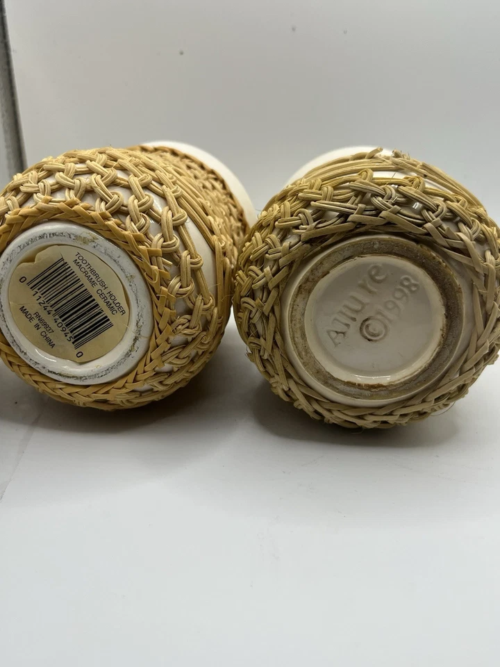 Juego de baño vintage Allure soporte de cepillo de dientes boho y dispensador de jabón macramé Foto 3 de 3