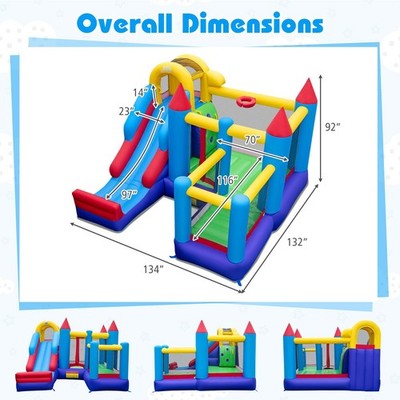 Inflatable Bounce House 5-in-1 Inflatable Bouncer Indoor&Outdoor w/ 680W Blower