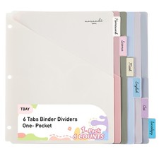 6-Tab Dividers for 3 Ring Binder, Binder Dividers Index with Pockets, Letter ...