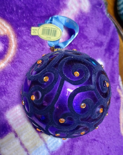 Rare Waterford Velvet Christmas Purple Swirl Ball Bauble Ornament Hanging