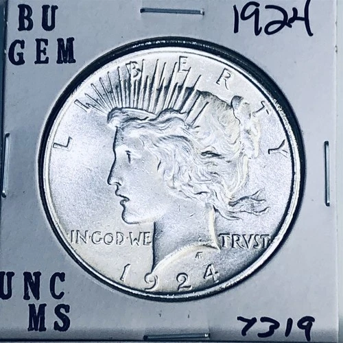 1924 P BU GEM PEACE SILVER DOLLAR UNC MS+++ U.S. MINT RARE COIN 7319