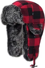 Plaid Trapper Winter Hats with Faux Fur Ear Flaps- Various Colors
