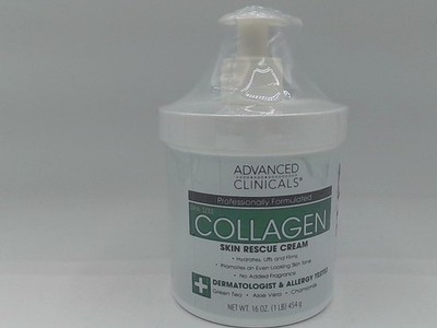Advanced Clinicals Collagen Rescue Cream Body & Face | Skin Tightening 16 Oz