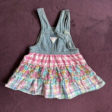 Vintage Oshkosh B gosh Vestbak Denim Overall Dress 4T Multicolor Pink