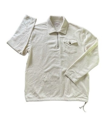 J. Crew Wallace & Barnes French Terry Half Zip Sweatshirt Off White Bone L Men