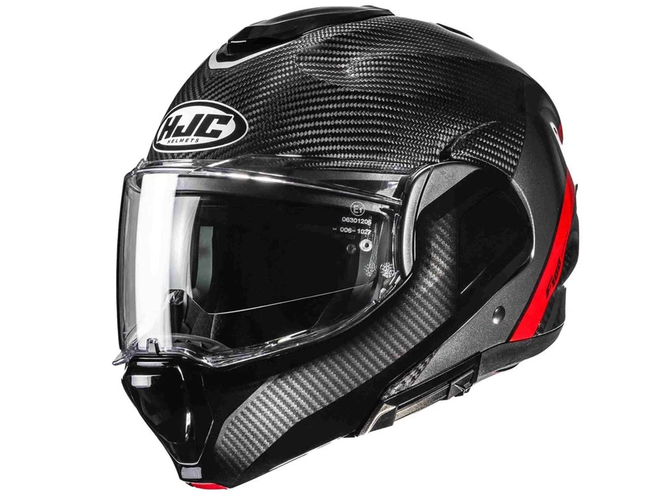 HJC F100 Carbon Stan MC1 Klapphelm (schwarz / rot) - Bild 1 von 1