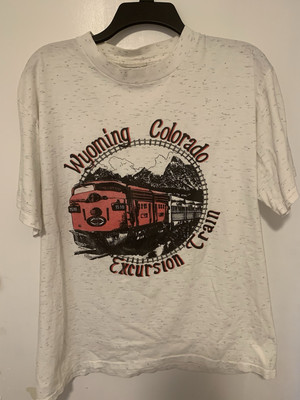 Vintage Wyoming Colorado Excursion Train Tee Size L