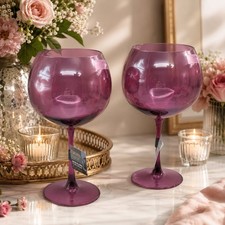 Thyme & Table Magenta Sphere Wine Glasses, Set of 2, NWT