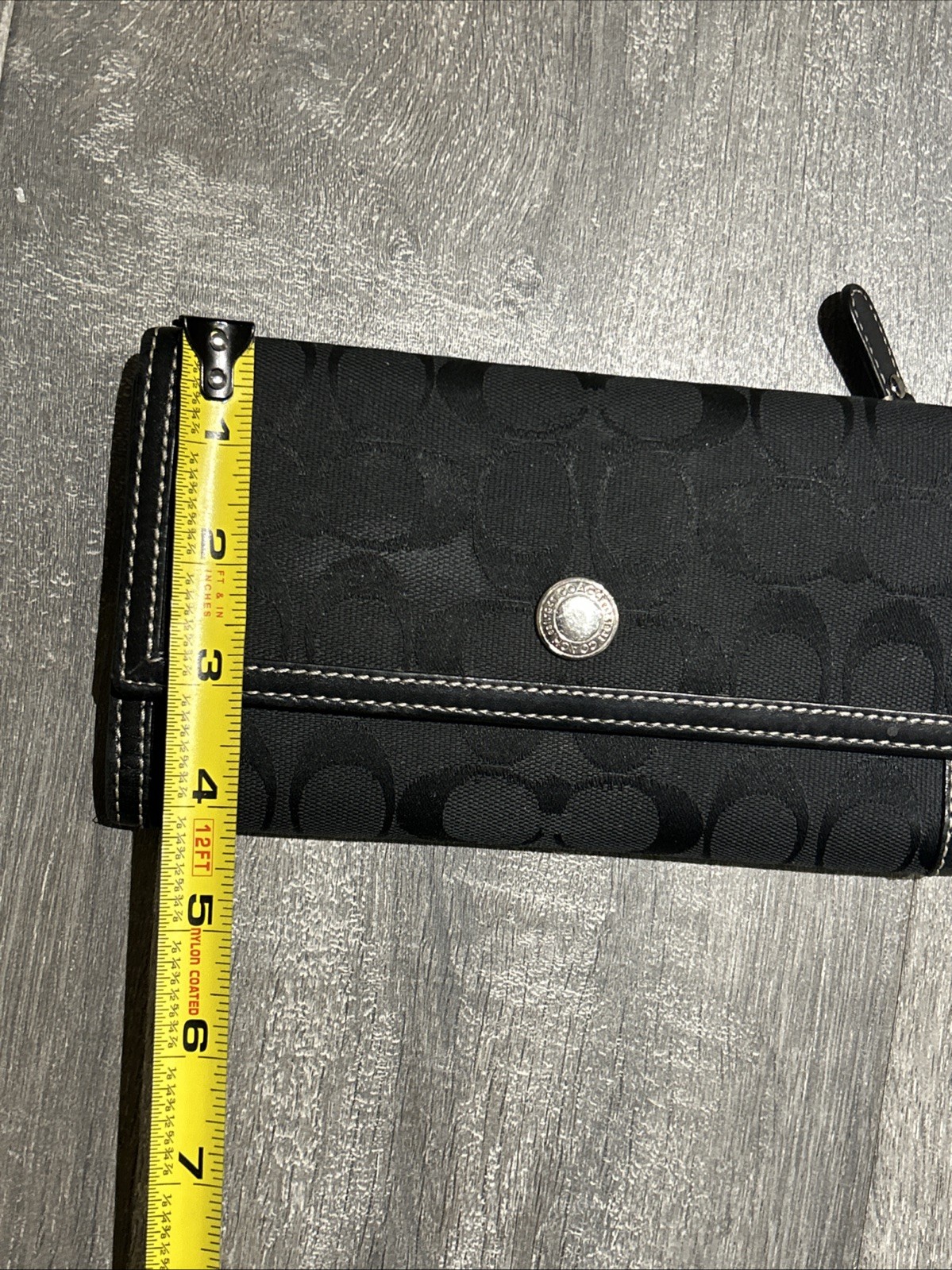 Coach Signature Leather Trim  TriFold Long Wallet Black thumbnail 7