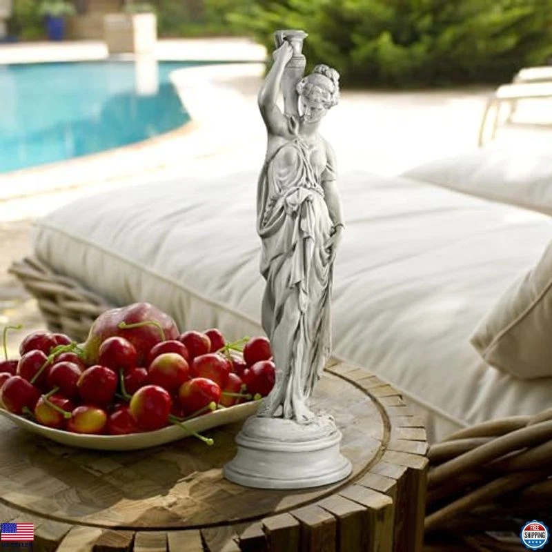 Dione the Divine Greek Water Woman Garden Statue, 22" Cast Stone Resin Decor - Image 3 of 4