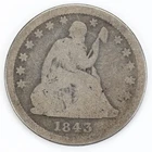 1843 Liberty Seated Quarter Silver 25c