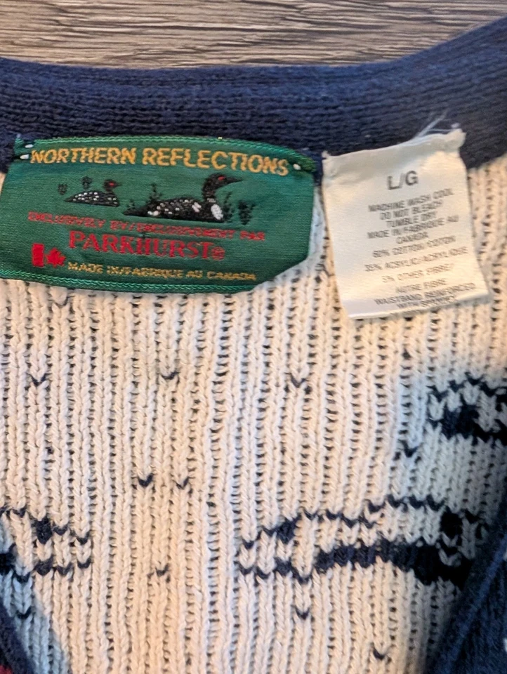 Hombre Abuelo Vintage Vacaciones Suéter Chaleco Invierno Escena Talla L Foto 3 de 4