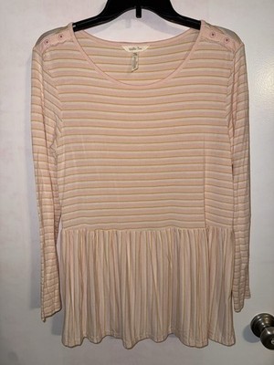 Matilda Jane Medium Dream Makers True Friend Tunic Top Pink Cream Gold Stripe