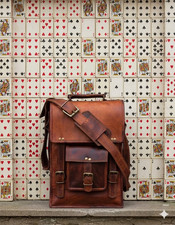 Private Bag Goat Brown Messenger Satchel Genuine New Vintage Men